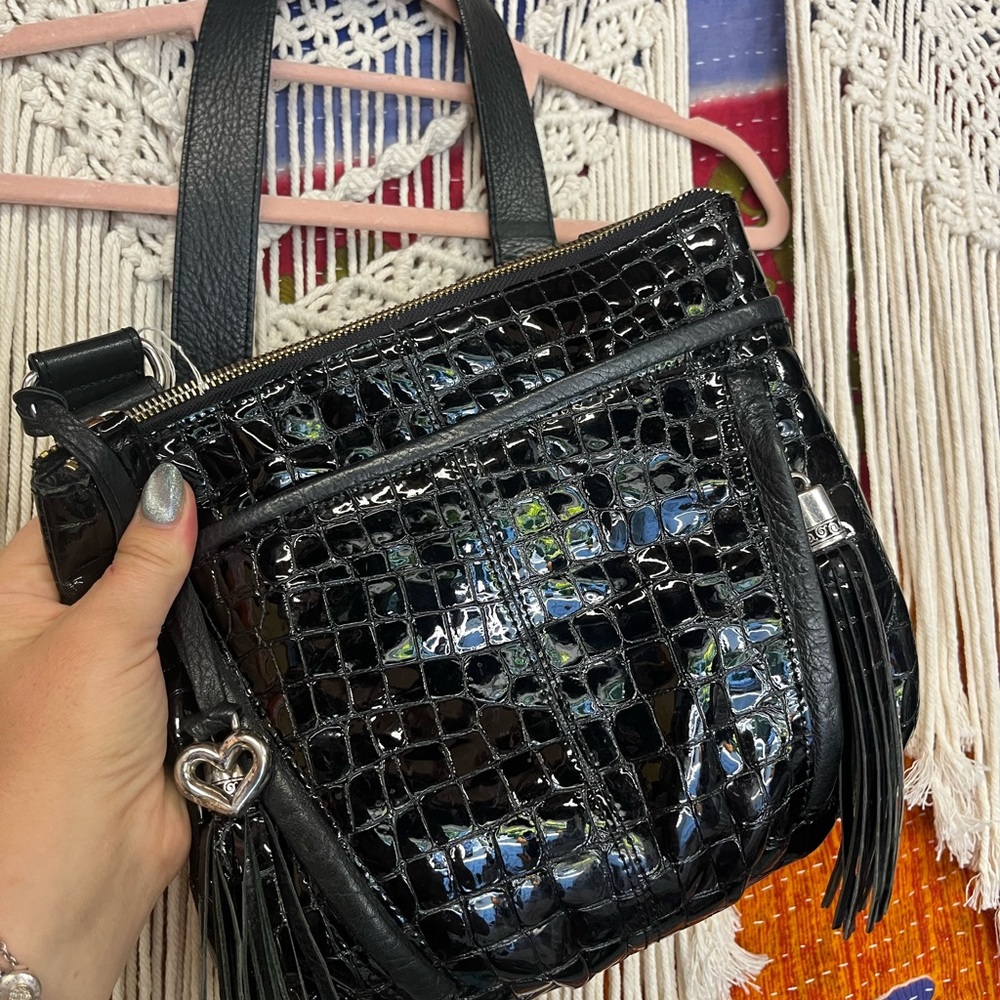 Brighton Crocodile Leather with fringe Embossed crossbody